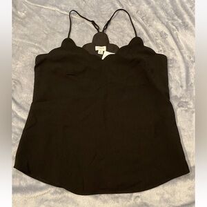 J. Crew Black Scalloped Neck Camisole Womens Sz 4 Adjustable Straps Lined NWT